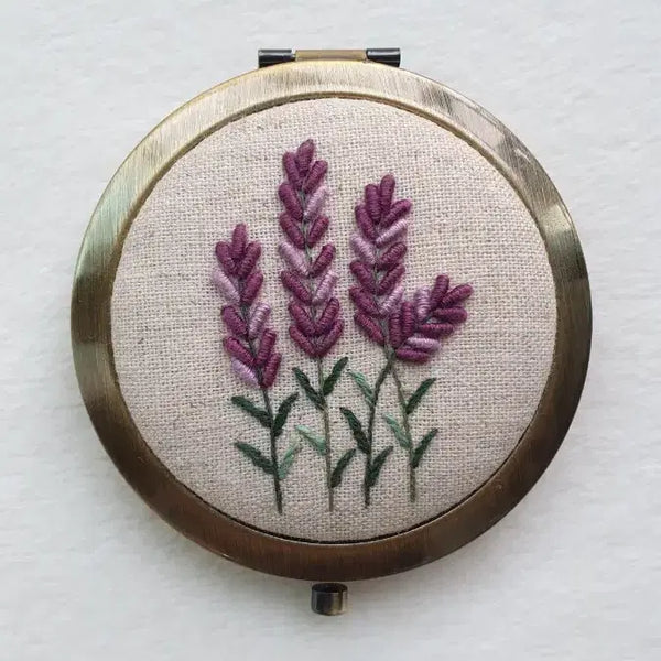 [BUNJANG] French Embroidery Lavender Double-Sided Mirror / 프랑스자수 양면거울(라벤더)