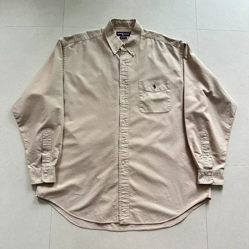 [BUNJANG] Polo Ralph Lauren 90s Original Big Shirt Beige L / [폴로] 90s 희귀 오리지널 빅셔츠(BIG SHIRT) 베이지 L