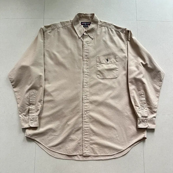 [BUNJANG] Polo Ralph Lauren 90s Original Big Shirt Beige L / [폴로] 90s 희귀 오리지널 빅셔츠(BIG SHIRT) 베이지 L
