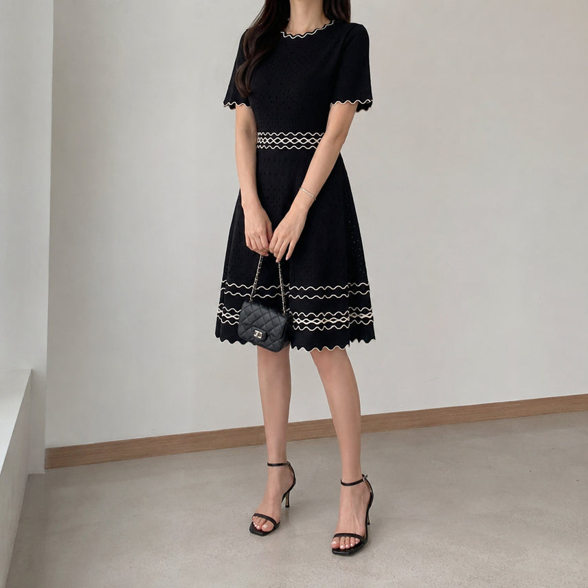 [BUNJANG] Satin Punching Knit Dress / [85]샤틴 펀칭 니트 원피스