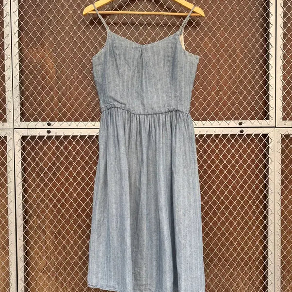 [BUNJANG] Polo Ralph Lauren Linen Stripe Layered Strap Dress M / 폴로 랄프로렌 린넨 스트라이프 레이어드 끈 원피스 M