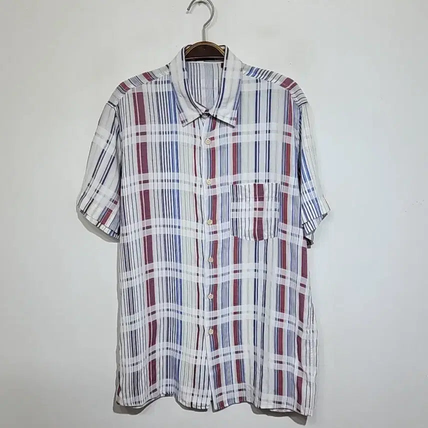 [BUNJANG] Missoni Check Short Sleeve Shirt / (L) 미쏘니 반팔셔츠 체크 반팔남방 포켓 이태리판
