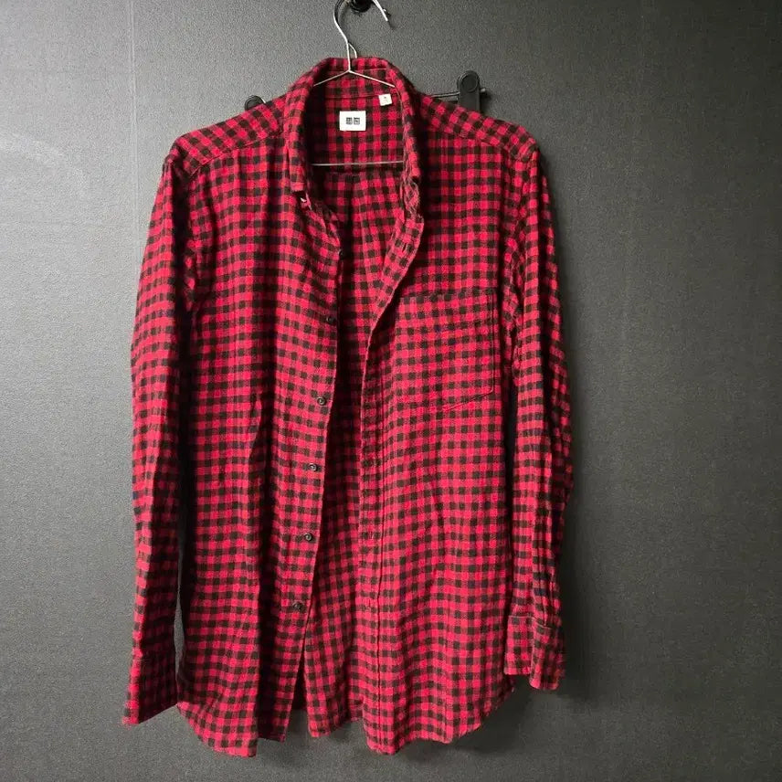 [BUNJANG] Uniqlo Checkered Shirt Red / 유니클로 체크 남방 레드