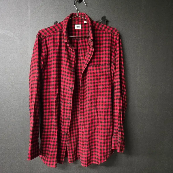 [BUNJANG] Uniqlo Checkered Shirt Red / 유니클로 체크 남방 레드