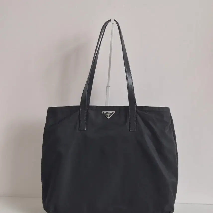[BUNJANG] PRADA Pocono Nylon Triangle Logo Leather Tote Bag Shoulder Bag Black / 프라다 포코노 나일론 삼각로고 레더 토트백 숄더백