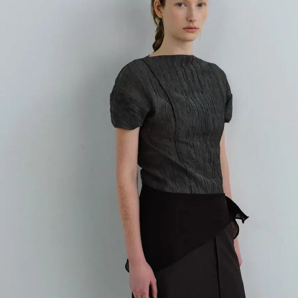 [BUNJANG] Aubour Pleated Half Blouse / aubour 아우브아워 플리츠 하프 블라우스