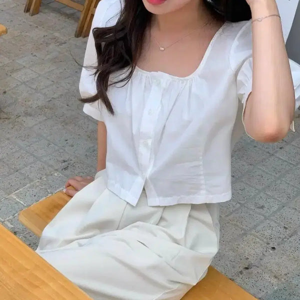 [BUNJANG] Livehour Cotton Blouse (Mint, Pink) / 리브아워 코튼 블라우스(민트,핑크)