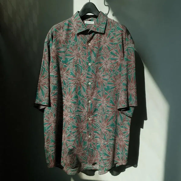[BUNJANG] 80s Boneville Geometric Print Short Sleeve Camp Collar Shirt / 80s BONEVILLE Geometric print Shirt