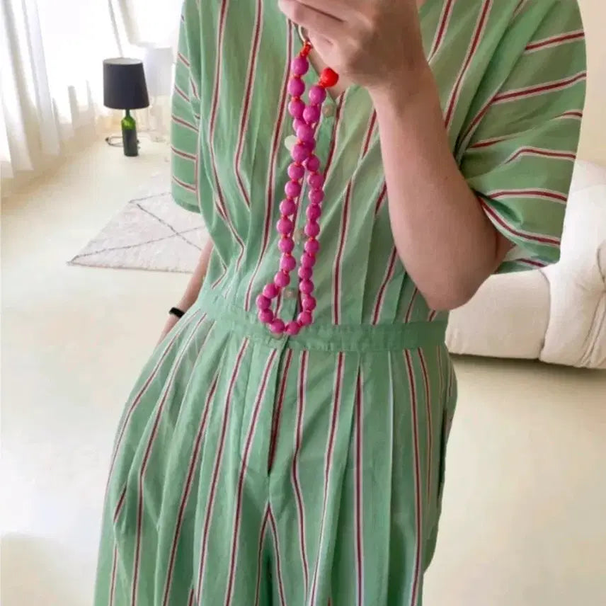 [BUNJANG] Ouigomo Stripe Jumpsuit / ouigomo 위꼬모 스트라이프 점프수트