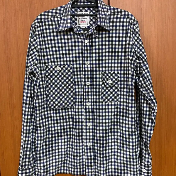 [BUNJANG] Klaxon Howl Gingham Work Shirt Navy/White/Black Check M / [KLAXON HOWL] 클랙션하울 깅엄 워크 셔츠 M사이즈