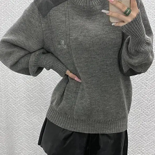 [BUNJANG] Burberry Patchwork Wool Knit L / 버버리 올드머니 캐주얼 빈티지 패치워크 울 니트 L C13314