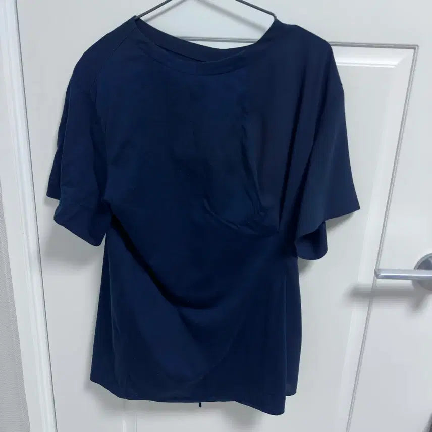 [BUNJANG] System Navy Mix Material Blouse / SYSTEM 네이비 블라우스