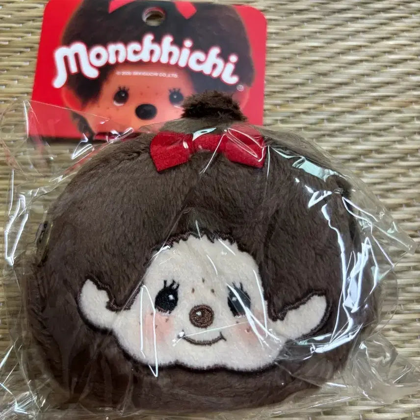 [BUNJANG] Monchhichi Face Pouch Ribbon Keychain / 몬치치 얼굴 파우치 리본 키링