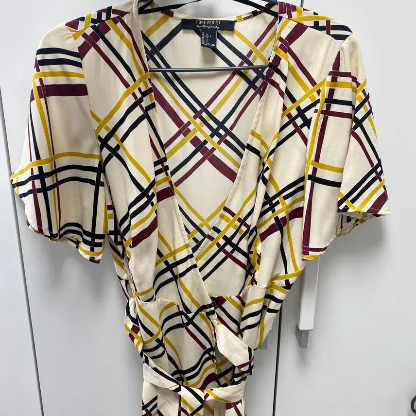 [BUNJANG] Forever 21 Check Wrap Style Dress L / 포에버21 체크 랩스타일 원피스L