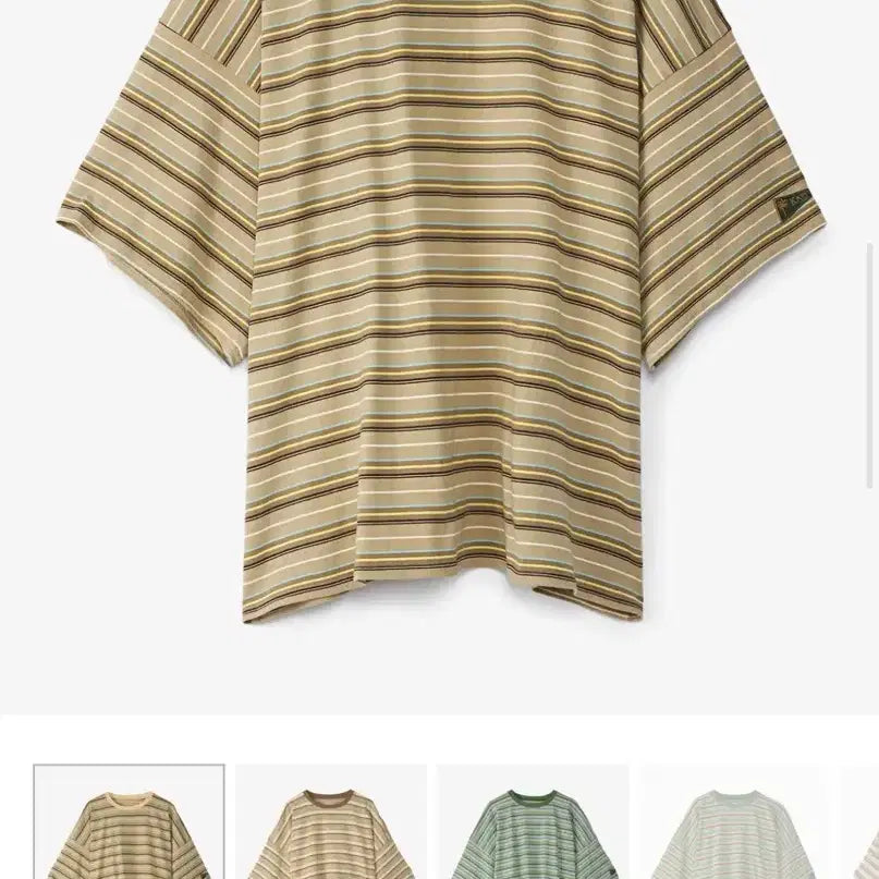 [BUNJANG] Kapital Multi Stripe Jersey T-shirt Beige / 캐피탈 멀티 스트라이프 저지 티셔츠 베이지