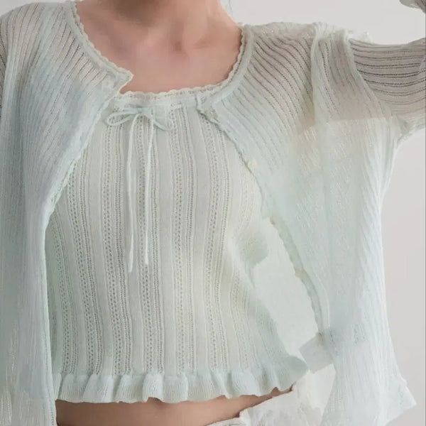 [BUNJANG] 8 Seconds Long Sleeve Textured Cardigan Light Green / [새상품] 에잇세컨즈 긴팔 조직 카디건 라이트 그린