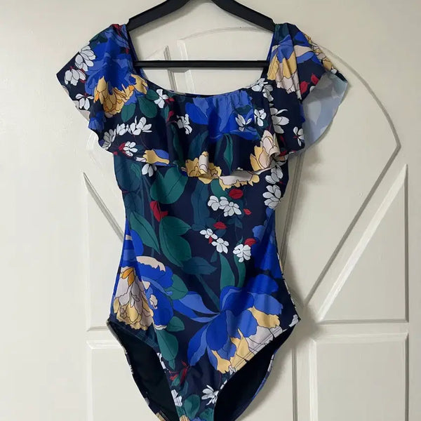 [BUNJANG] Coastal Blue Black Floral Pattern Swimsuit (Size 55) / 새상품) 55사이즈 coastal blue 수영복