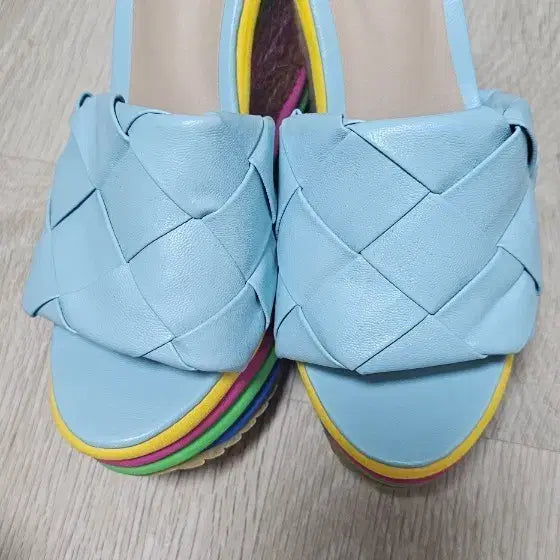 [BUNJANG] Women's Slide Mule Sandals - Light Blue / 슬라이드 뮬 샌들 라이트블루 뮬