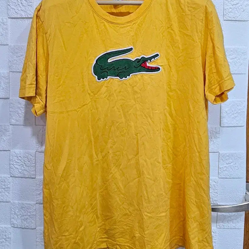 [BUNJANG] Lacoste Big Logo Short Sleeve T-Shirt Yellow XL / (Z)라코스테 빅로고 반팔 티셔츠 옐로우 XL