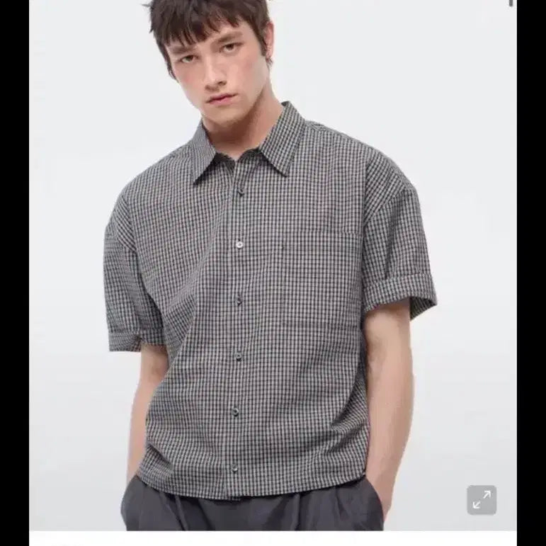 [BUNJANG] Lehuv Segment Check Crop Shirt Black XL / 르아브 세그먼트 체크 크롭 셔츠 블랙 xl