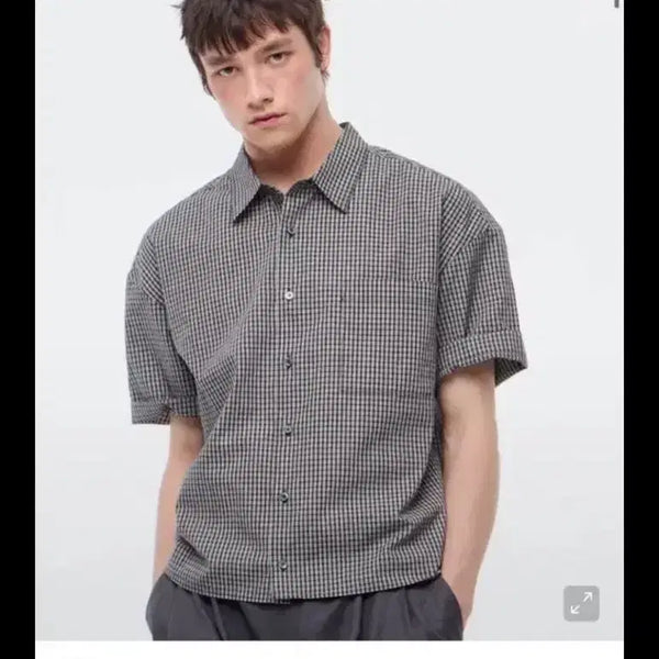 [BUNJANG] Lehuv Segment Check Crop Shirt Black XL / 르아브 세그먼트 체크 크롭 셔츠 블랙 xl
