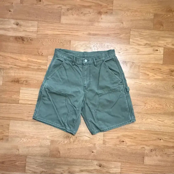 [BUNJANG] Outstanding Canvas Carpenter Double Knee Shorts Olive Size M / 아웃스탠딩 캔버스 카펜터 더블니 쇼츠 올리브 M사이즈