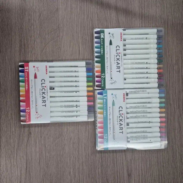 [BUNJANG] Zebra Click Art Water-Based Marker Set (Standard, Light, Dark) - 36 Colors / 제브라 클릭아트 수성 마카 36색 (스탠다드, 라이트, 다크)
