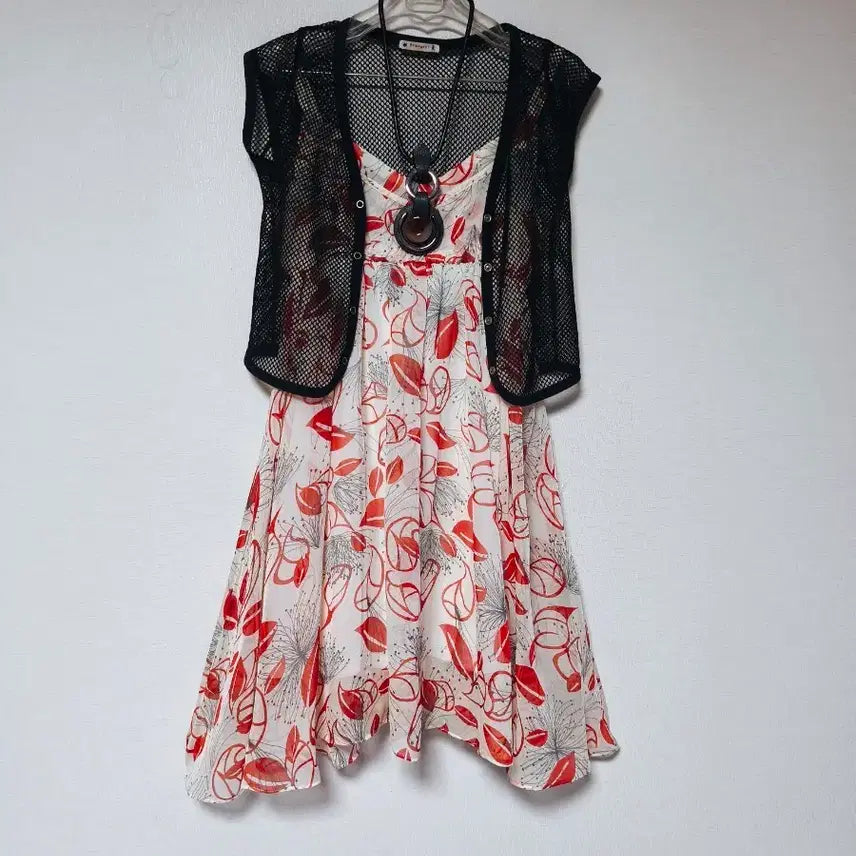 [BUNJANG] Floral Pattern Bustier Chiffon Long Dress / (새상품급) 화려한 패턴 뷔스티에 쉬폰롱 원피스44~마른66