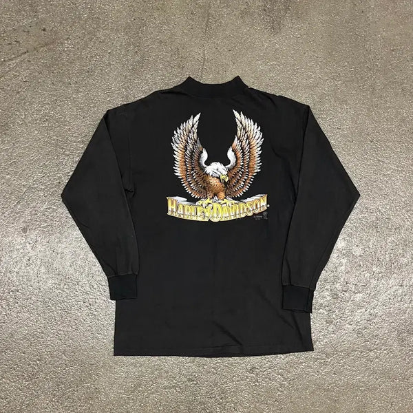 [BUNJANG] 1980s Harley-Davidson 3D Emblem Mock Neck Long Sleeve XL (105) / 80s 3D엠블럼 할리데이비슨 롱슬리브 (105)