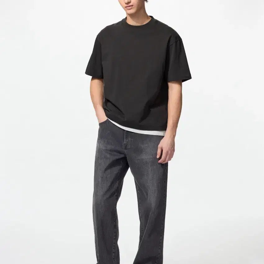 [BUNJANG] Uniqlo Relaxed Fit Tapered Jeans Dark Gray / 유니클로/ 배기진 다크그레이 (485629, 482868)/ 32