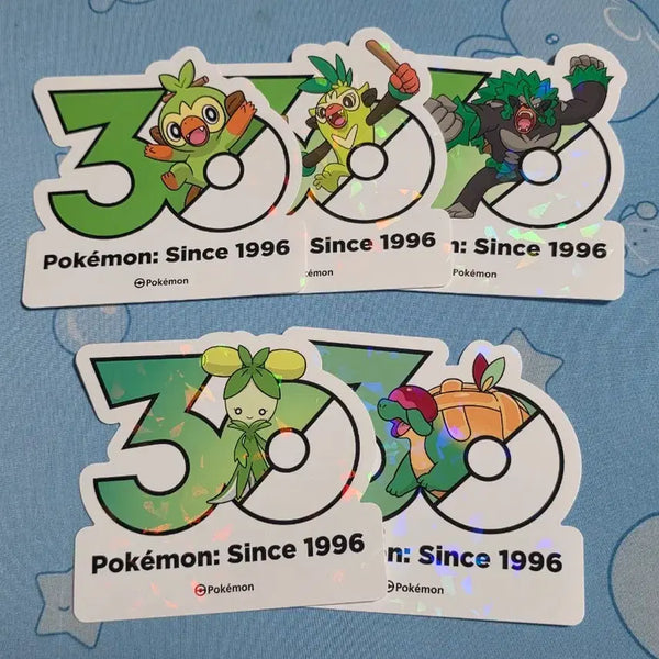 [BUNJANG] Pokemon 30th Anniversary Logo Stickers Bundle Set / 일괄) 포켓몬스터 30주년 기념 로고 스티커 흥나숭 채키몽 고릴타 단지래플 올리뇨