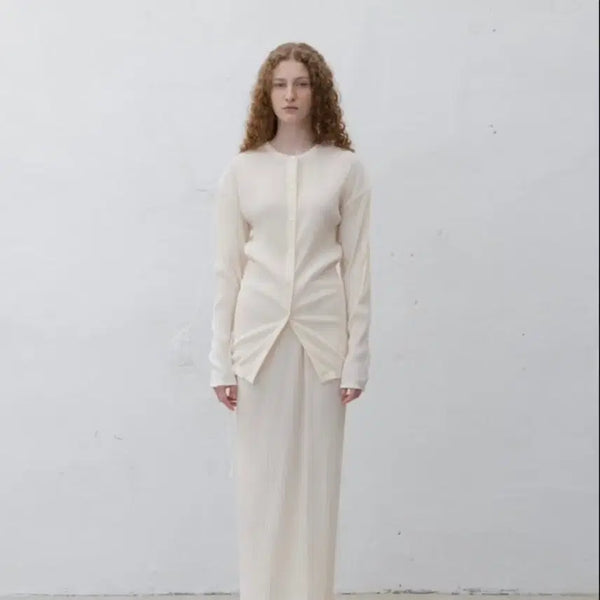 [BUNJANG] LE917 Matera Pleats Top + Cardigan Set Ivory Size 36 / 르917 마테라 플리츠 탑+가디건(아이보리 36)