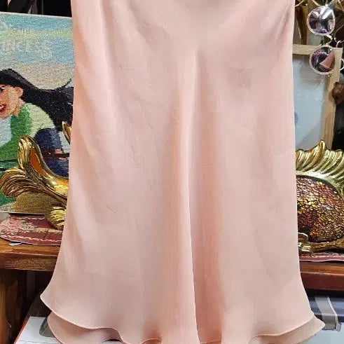 [BUNJANG] Satin Flare Long Skirt - Pink / 새틴 플레어 스커트 핑크