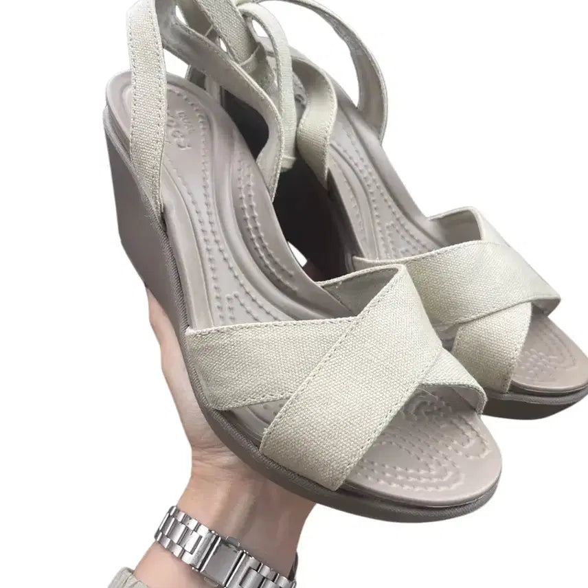 [BUNJANG] Crocs Ray Canvas Wedge Sandals / (w6)230 크록스 레이 캔버스 웨지 샌들