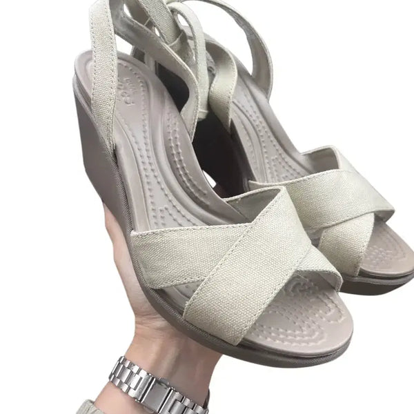 [BUNJANG] Crocs Ray Canvas Wedge Sandals / (w6)230 크록스 레이 캔버스 웨지 샌들