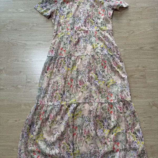 [BUNJANG] Square Neck Floral Long Dress / 스퀘어넥 플라워 롱원피스