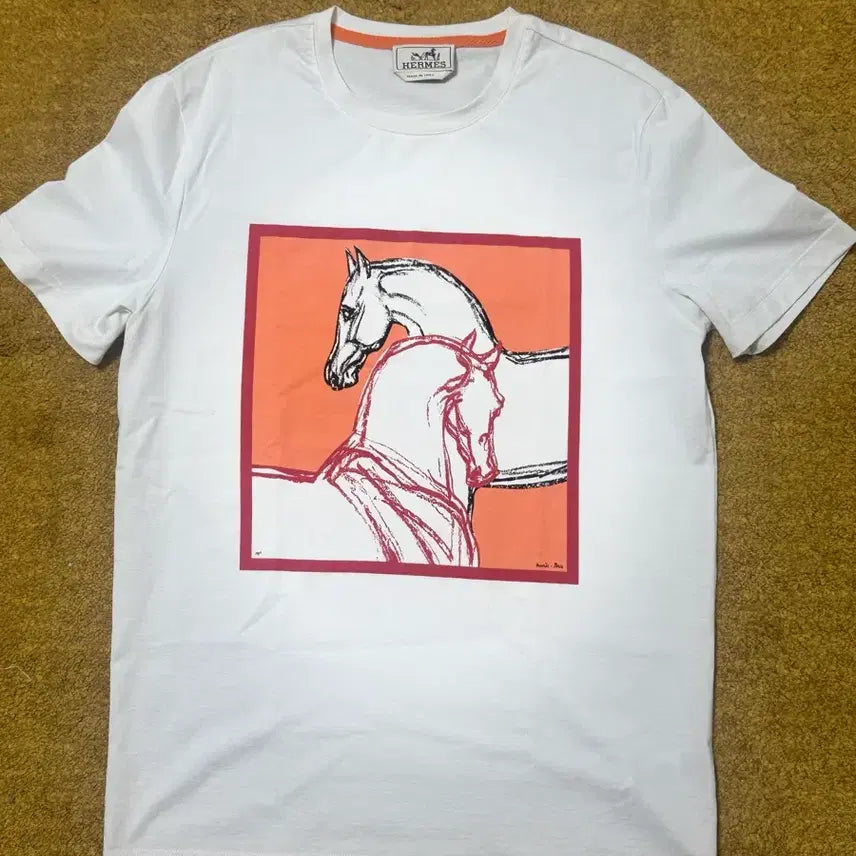 [BUNJANG] Hermès Double Horse Print Short Sleeve T-Shirt / 에르메스 더블 호스 프린트 반팔 티셔츠 M