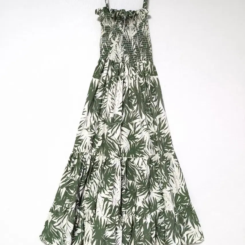 [BUNJANG] Palm Tree Pattern Bustier Long Dress / (수입새제품)야자수 패턴 뷔스티에 롱 원피스