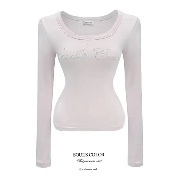 [BUNJANG] Soul's Color Jewel Lettering Long Sleeve Top / soulscolor jewelletteringtop 서울즈컬러쥬얼레터링 긴팔 롱슬리브