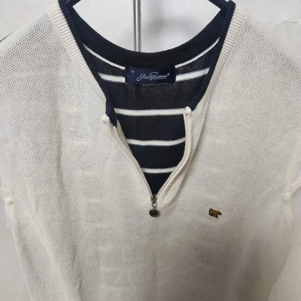 [BUNJANG] Jack Nicklaus Women's Golf Wear Knit White Navy Zip-Up Size 95 / 잭니클라우스 (Jack Nicklaus)니트 여성골프웨어 95
