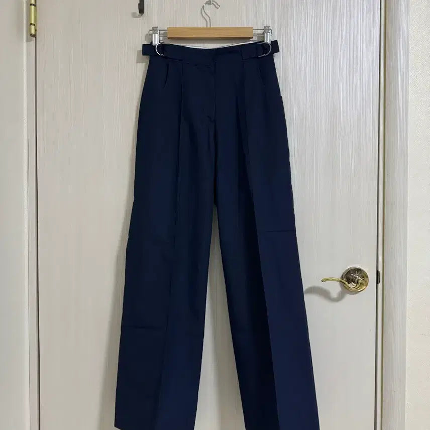 [BUNJANG] Navy Wide Cotton Pants / 네이비 와이드 면바지