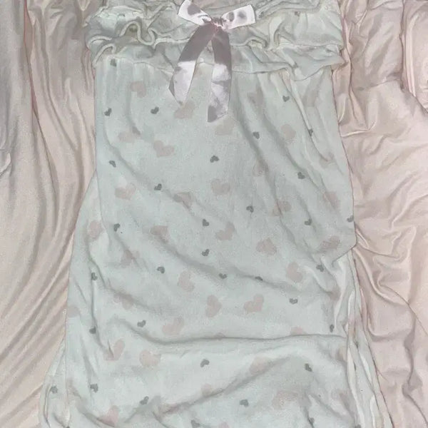 [BUNJANG] Vintage Ribbon Heart Lace Loungewear / Pajamas / 빈티지 리본 하트레이스 룸웨어 홈웨어 잠옷 양산형 지뢰계 갸루