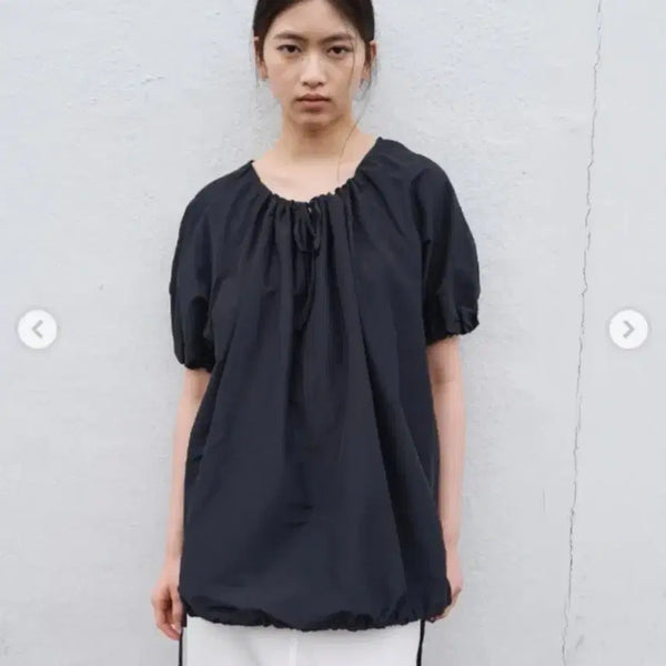 [BUNJANG] Re:mentary String Volume Blouse Navy / 리멘터리 스트링 볼륨 블라우스