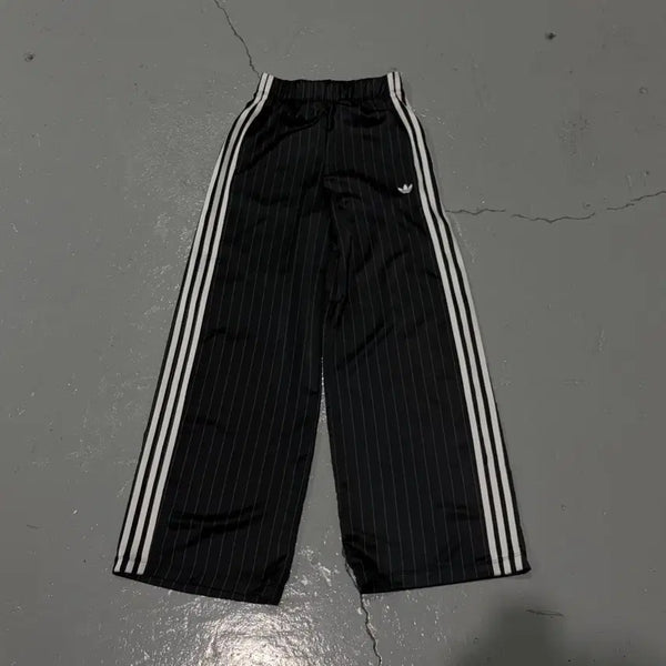 [BUNJANG] Adidas Women Pinstripe Satin Wide Pants / 새상품 아디다스(ADIDAS) 우먼 핀스트라이프 새틴 와이드 팬츠