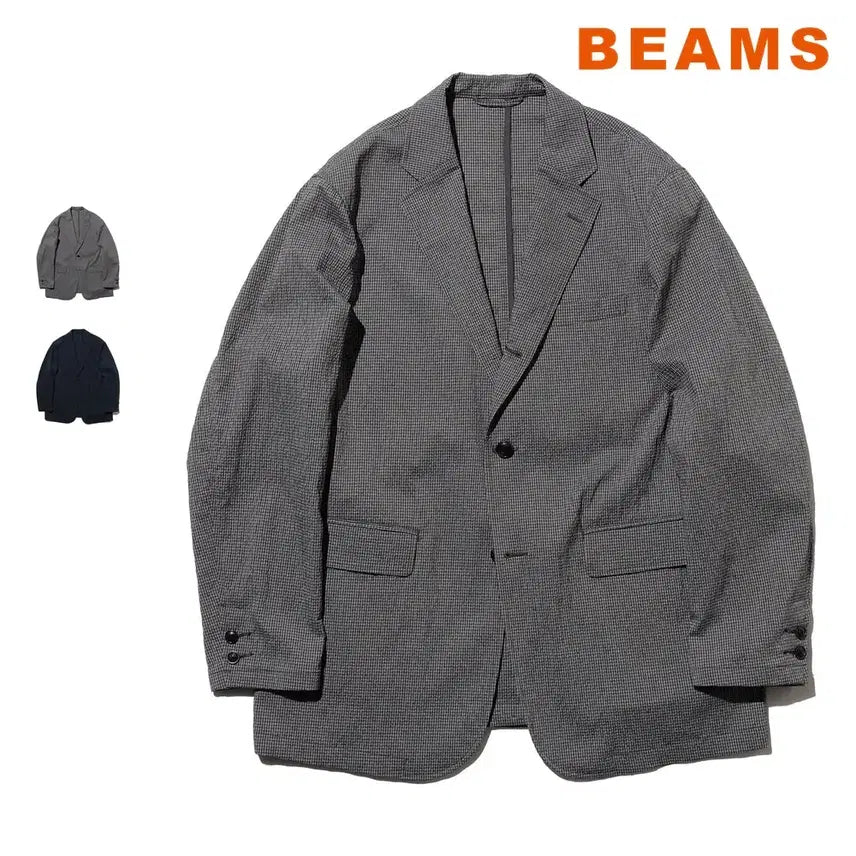 [BUNJANG] BEAMS PLUS Seersucker Check 3-Button Jacket / 빔즈 플러스 3버튼 시어서커 체크 자켓