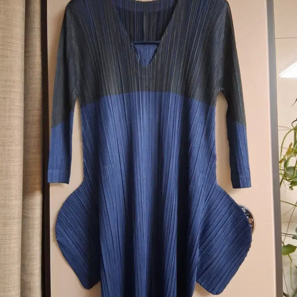 [BUNJANG] Pleats Please Colorblock Long Top / 플리츠플리즈 배색 롱탑