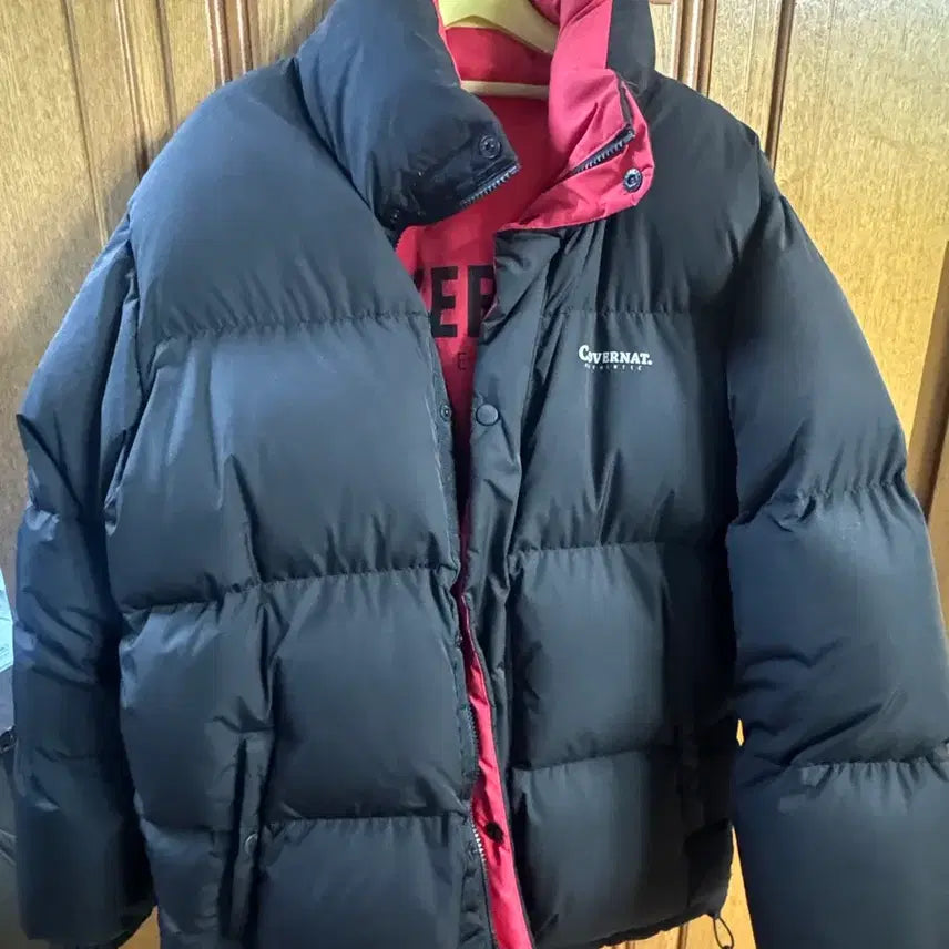 [BUNJANG] Covernat Reversible Padded Jacket Black/Red / 커버낫 패딩 블랙 레드 리버서블
