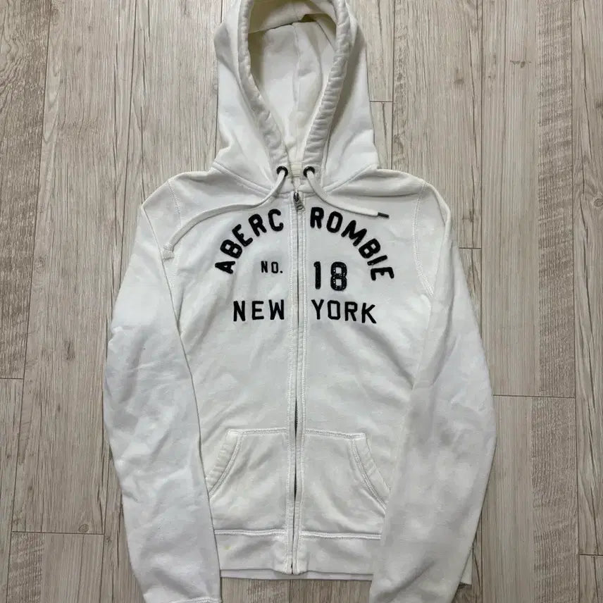 [BUNJANG] Abercrombie & Fitch Slim Fit Hoodie White M / 아베크롬비 딱붙핏 후드집업 화이트 m