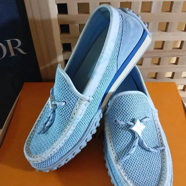 [BUNJANG] Louis Vuitton Ribbon Detail Mesh Loafers Sky Blue / 루이비통 로퍼 275