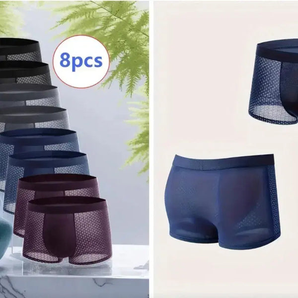 [BUNJANG] Men's Breathable Mesh Boxer Briefs 8-Pack, Size 105 / 남성 드로즈 8개입  통기성 메쉬 속옷 105사이즈